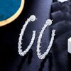 Шикарные Серьги-Кольца Серебряное Покрытие Двусторонние Кубический Цирконий Бамбуковая Форма для Женщин Аксессуар для Выпускного Вечера Свадебного Платья
