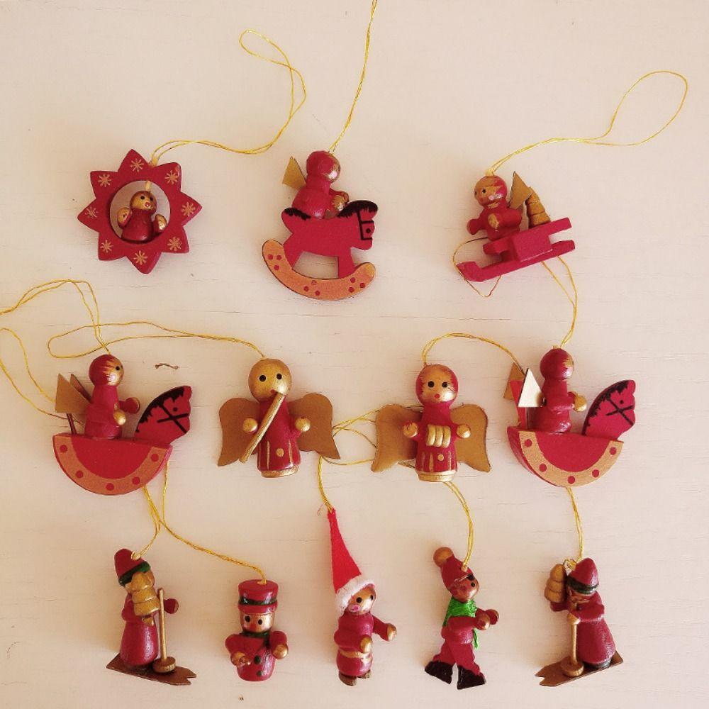 12шт деревянные подвесные подвески для рождественской елки многоразовый кулон Санта-Клауса Рождество