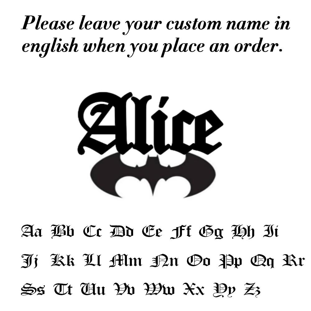 Jeshayuan Custom Bat Name Necklace Custom Gothic Name Necklace For Women Old English Font Name Necklace with Bat For Men