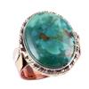 Natural Tibetan Turquoise Gemstone 925 Solid Silver Two Tone Ring Size 7US O9Q14