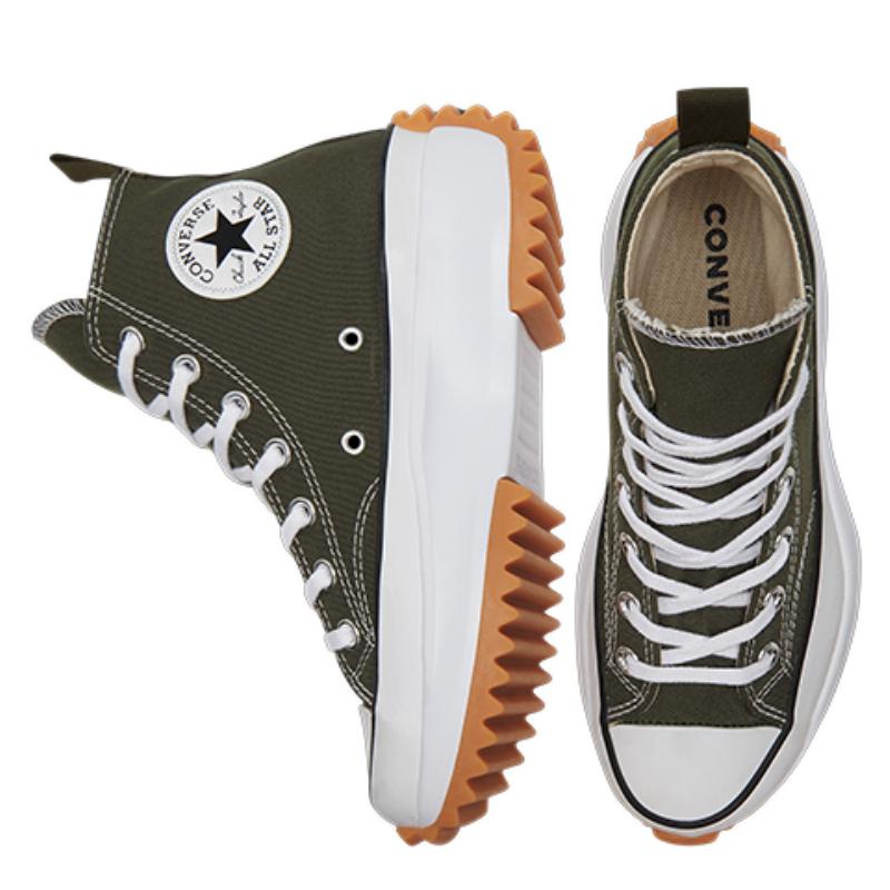 Converse Run Star Hike Heightened Platform High Top Canvas Shoes Unisex Army Green