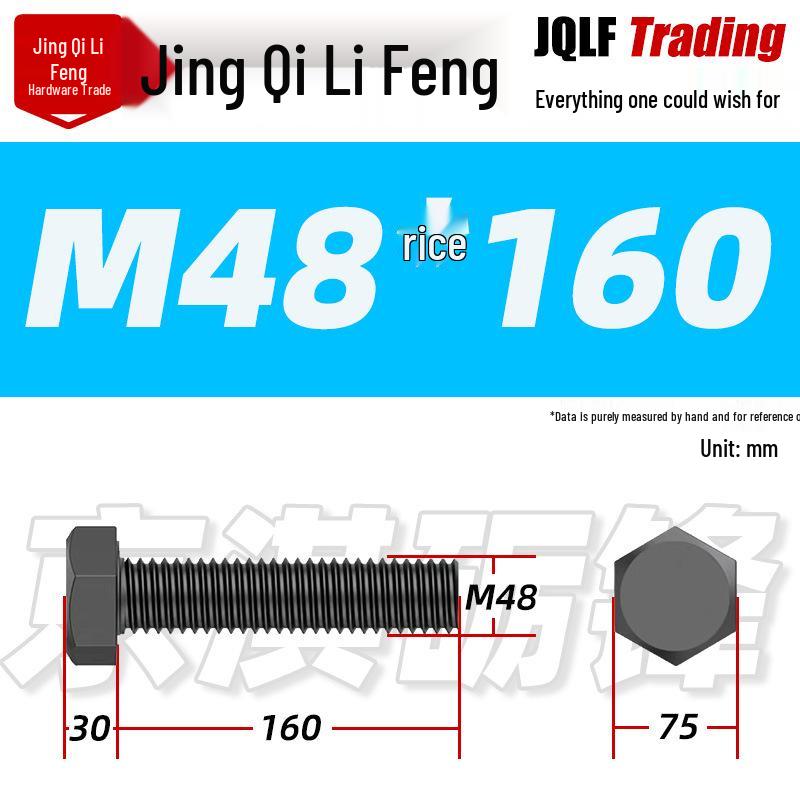 12.9 Grade High-Strength Blackened Hex Bolt M22-M48