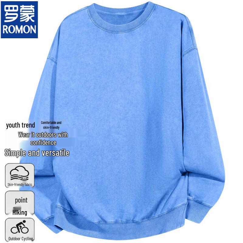 ROMON Men's Round Neck Long Sleeve Casual Sweatshirt