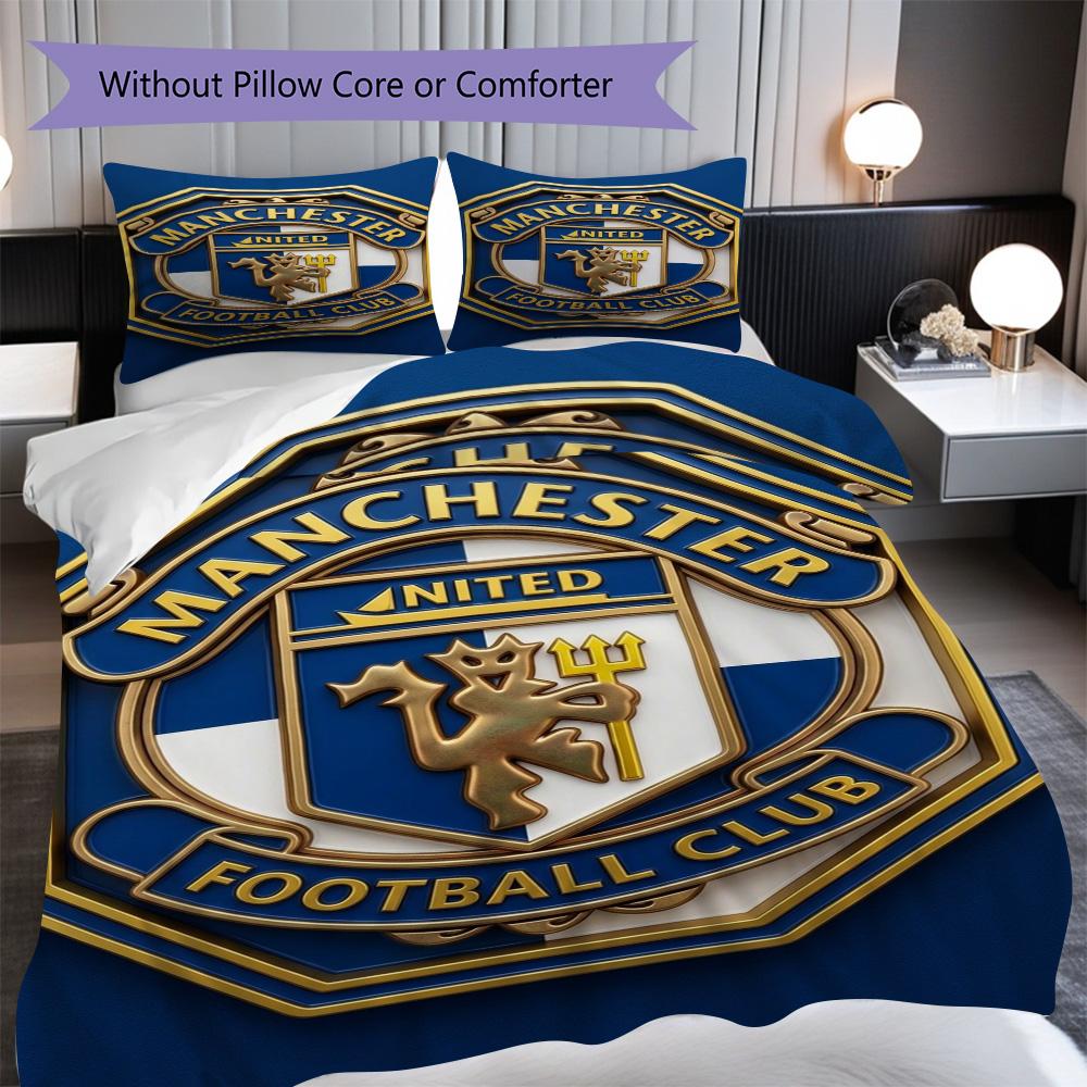 Manchester emblem vibrant background Bedding (1 * duvet cover + 2 * pillowcase, without core) 2D Flat Christmas birthday gift