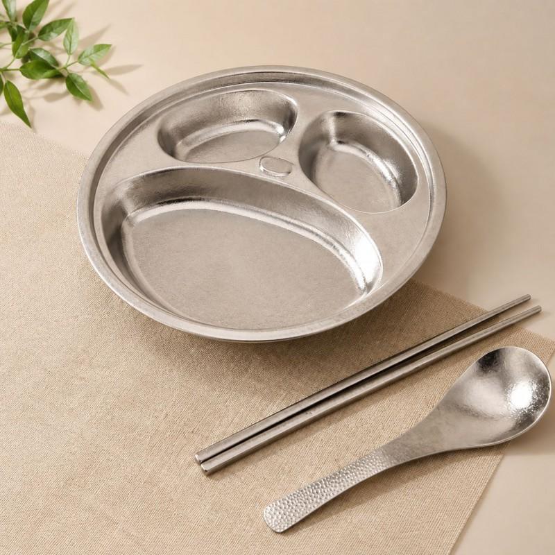 Titanium Baby Divided Plate 3-Compartment Self-Feeding Tray Toddlers Portable Infant Dinnerware Set