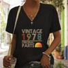 Vintage 1975 Tshirts Vneck Printing Vintage 1970 To 1979 Original Parts Sun Graphic Y2k Fashion Short Sleeves Birthday Tshirt