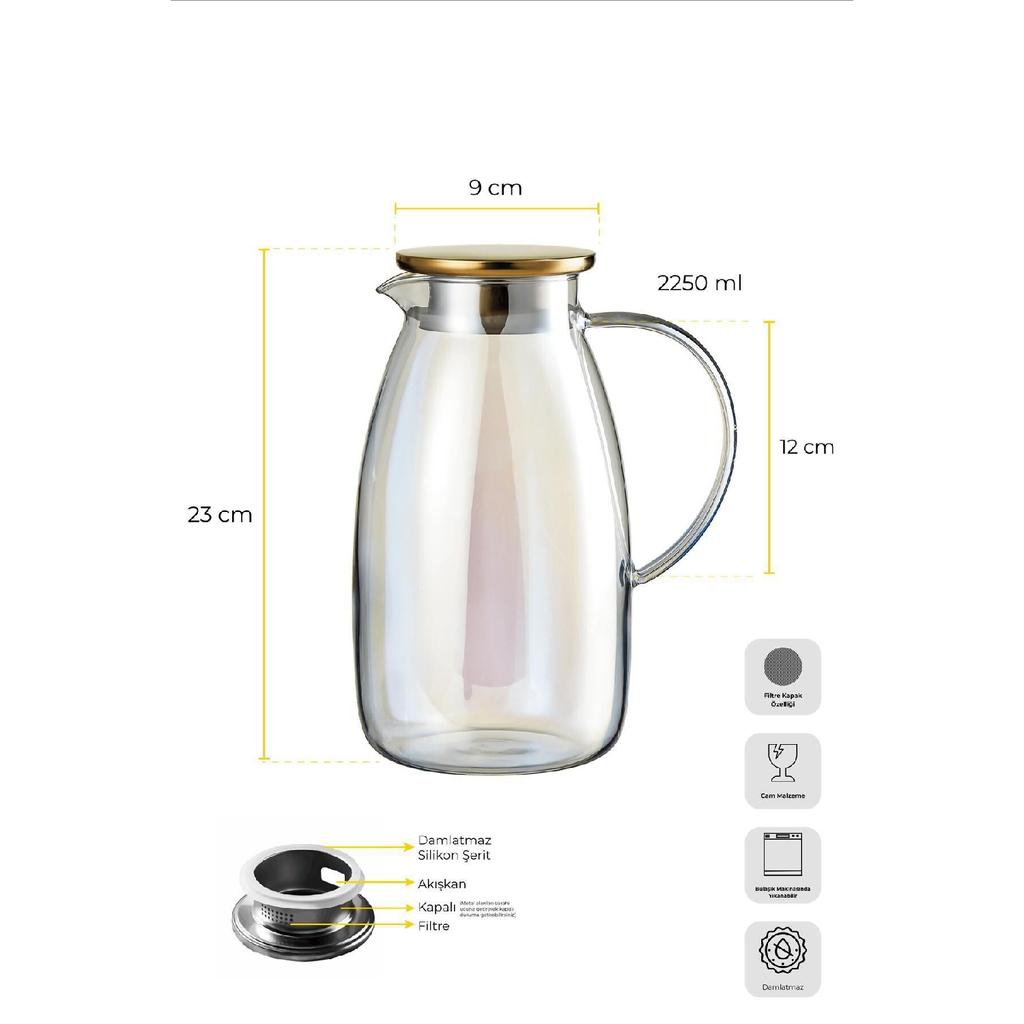 Savio Duru Pll Luster Jug With Filter Lid 2250ml