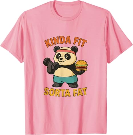 Kinda Fit Sorta Fat Funny Gym Cute Panda Retro TShirt Fitness Muscle Pug Weightlifting Dog Cartoon Tee Novelty Gift Y2k Cotton