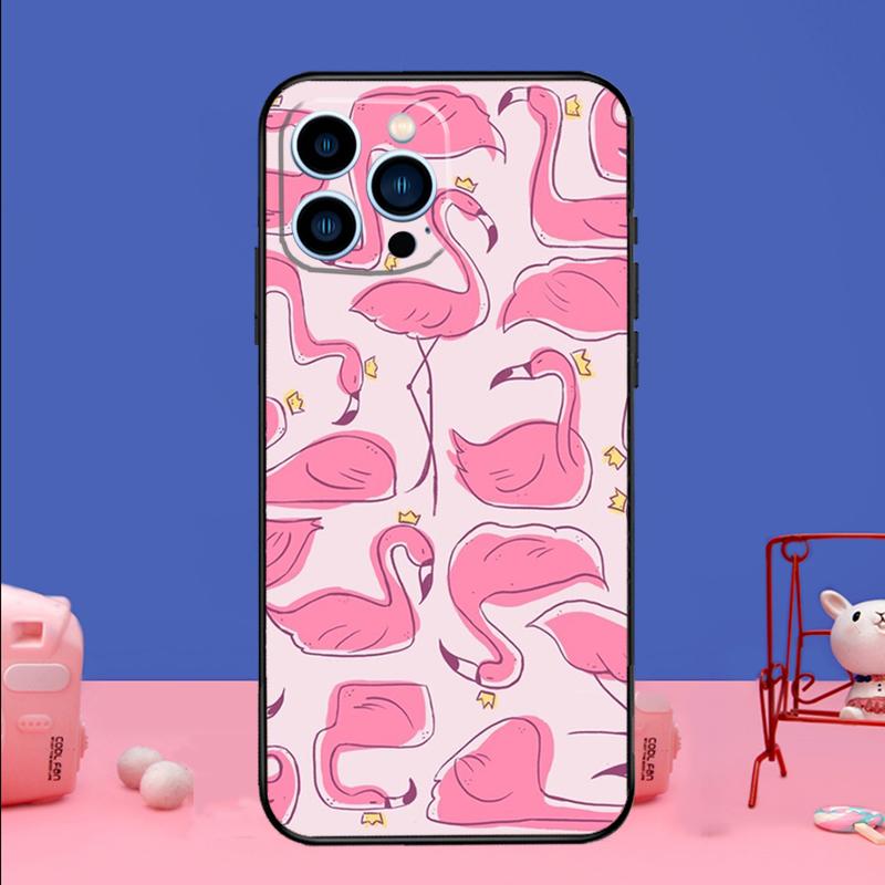 Pink Red Flamingo Phone Case For iPhone 17 16 15 14 13 11 12 Pro Max Plus 13 12 mini 16e 17 Air Bumper Cover