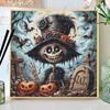 Gothic Cemetery Skeleton Full Drill Diamond Painting Kit, Vintage Floral Top Hat Pumpkin Bat Tombstone Halloween DIY Diamond Art Decor Gift