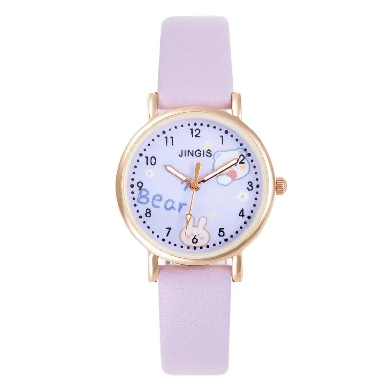 New Casual Girls Wristwatch Cute Leather Children's Watches Students Cartoon Pink Clock Gift Kids Watch Relojes Para Niños