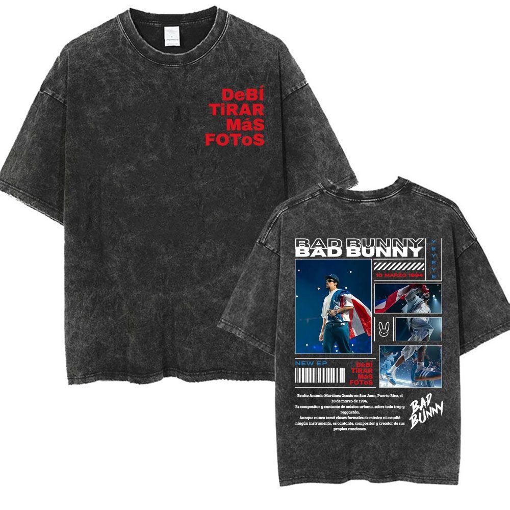 Оптовая футболка оверсайз для мужчин Bad Bunny DTMF World Tour Рэп Модная Роскошная Ретро Стильная Хлопковая Футболка Хип-хоп