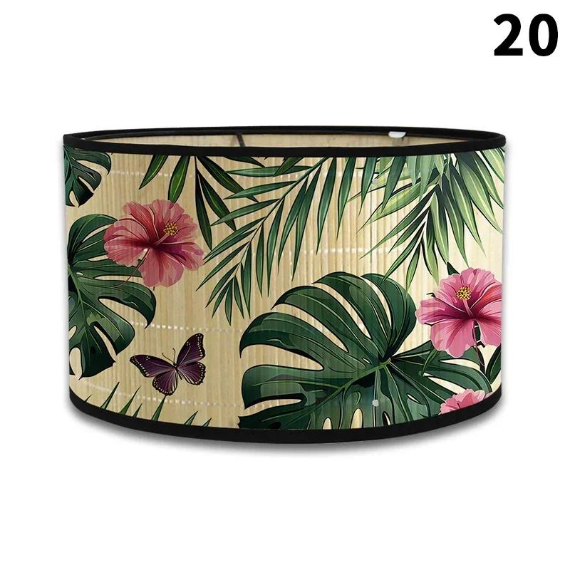E27 Винтажные абажуры с цветочным принтом из бамбука ручной работы, чехол для лампы для бара, кафе, настенный светильник, люстра для домашнего декора