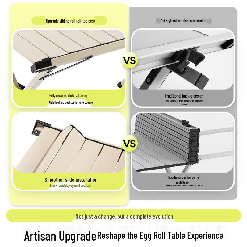 Beishanlang Portable Camping Slide Rail Roll-Up Table