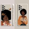 Жидкий чехол для Samsung Galaxy A73 A71 A72 A12 A21s A23 A31 A32 A51 A52 A52s A53 A02s, красивая африканская девушка, цветок ромашки, бабочка