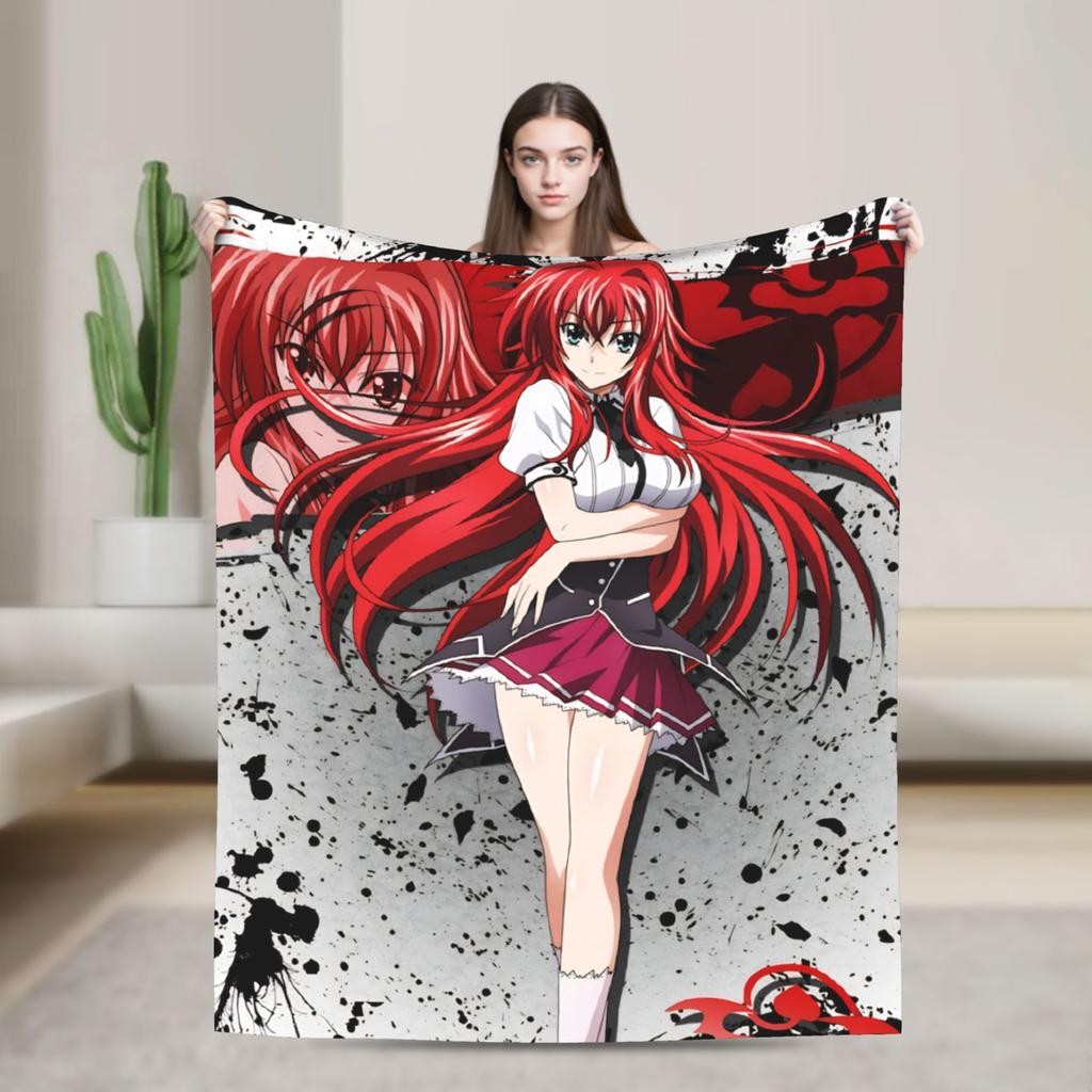 High School DxD Flannel Blanket Anime Super Warm Throw Blanket for Living Room Decorative Funny Bedspread Sofa Bed Cover