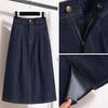Dimanaf 2025 Plus Size New Spring Elastic Denim Skirts Women A-Line Fashion Skirt High Waist Vintage Maxi