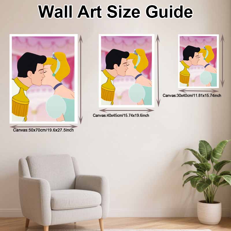 Disney Diamond Art Painting Kit  Cinderella Kiss Sparkling Craft, Home Wall Decor, Handmade Gift
