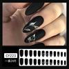 Набор из 24 блестящих ногтей, накладные с клейкими полосками, корейский милый черный дизайн в виде сердца, накладные ногти с полным покрытием для девочек и женщин