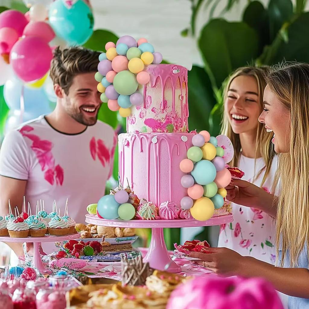 56 PCS Ball Cake Toppers - Colorful Pearl Cake Decorations for Birthday, Wedding, Cupcakes Ball Party Supplies DIY Dessert Decor