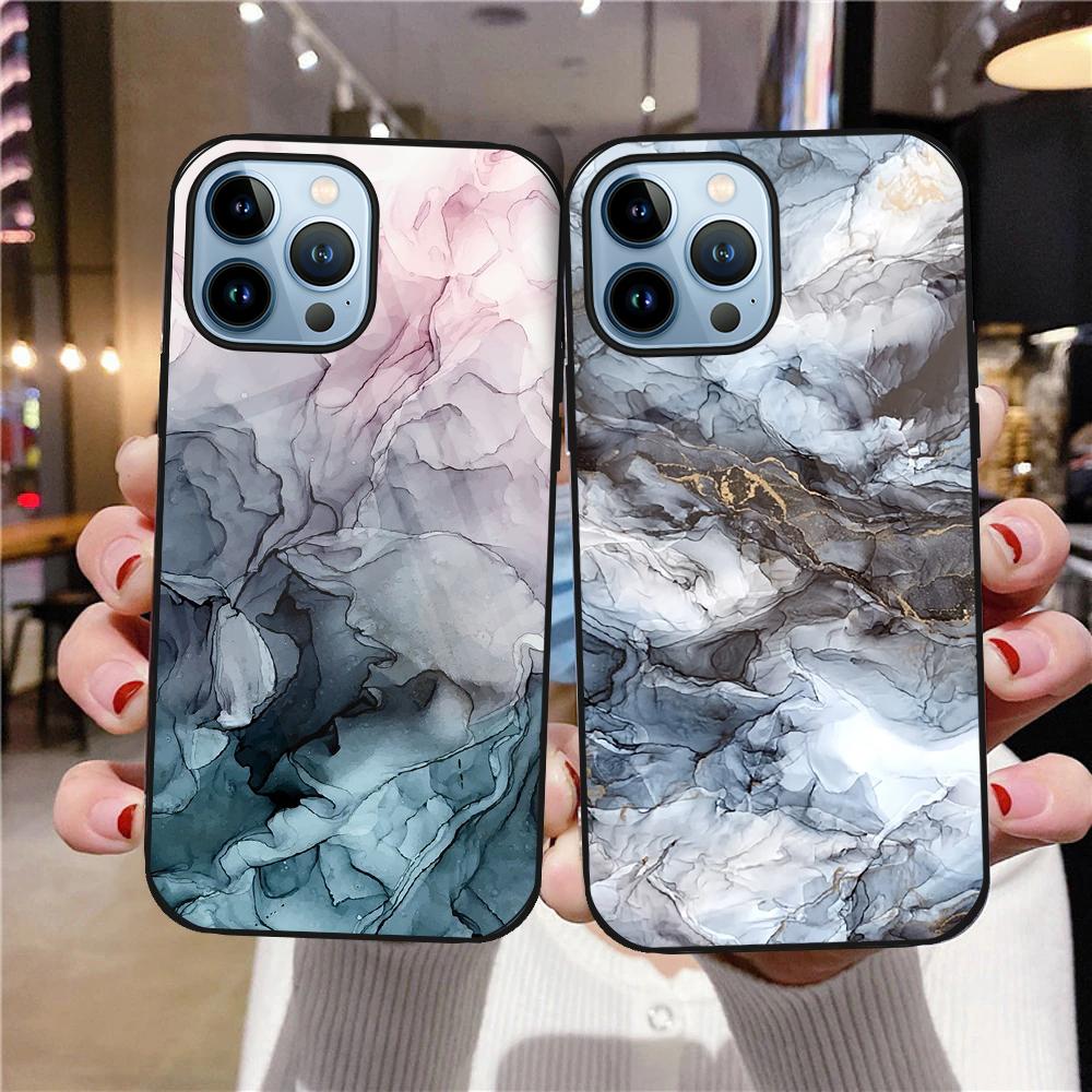 Модный чехол с цветным мрамором для Iphone 14 13 11 12 Pro Max Mini Xs Xr X 7 8 6s Plus Se 2022, задняя крышка из закаленного стекла