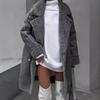 Winter Fashion Vintage Faux Fur Suede Long Jacket Women Oversized Lapel Teddy Coat  Thick Warm Lamb Wool Jacket Women Casual  Outerwear