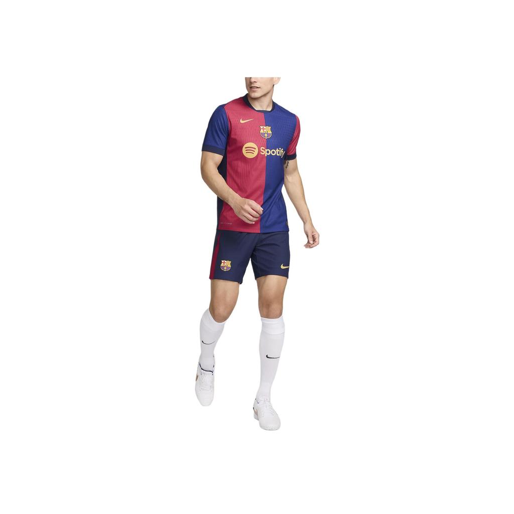 Nike Dri-FIT ADV Barcelona 2024/25 Home Лоскутная печать логотипа Круглый вырез Короткий рукав Футболка Мужская Топы Темно-Королевский Синий FN8775-456