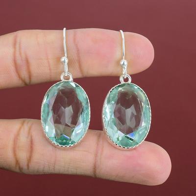 Серьги с граненым апатитом, драгоценные камни, серьги ручной работы, серьги из стерлингового серебра 925 пробы, новейшие дизайнерские серьги из натурального апатита, ювелирные изделия в подарок другу