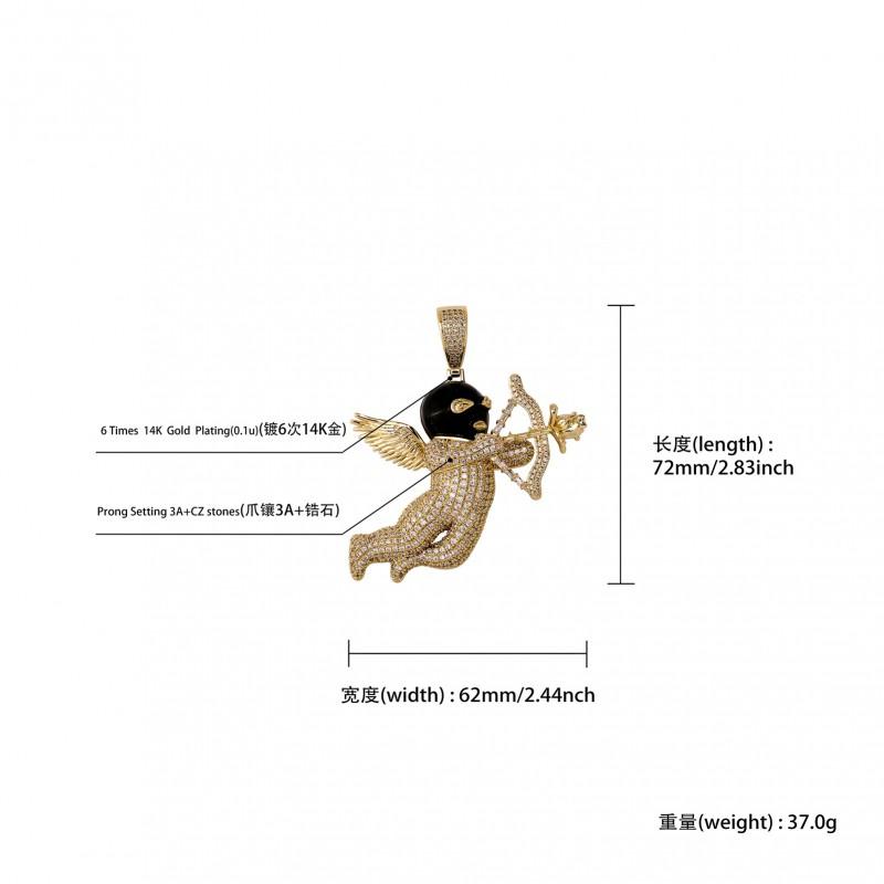 Hip Hop Angel Mask Pendant Gold Plated Necklace Women