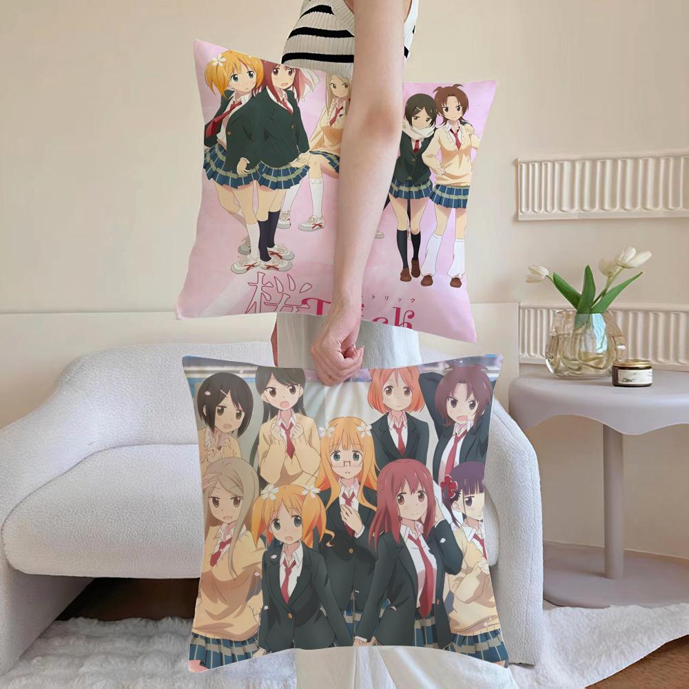 Подушка T-Trick Sakura Trick Подушка для аниме Юри Наволочка из льна Мягкий декор для дивана Домашней комнаты