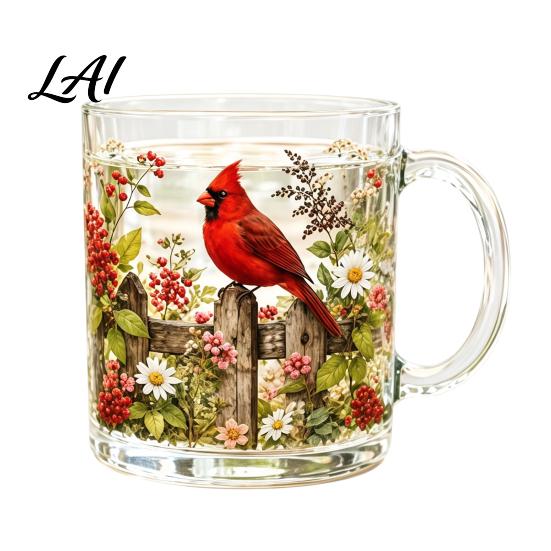 Scratch Resistant Glassware Hummingbird Morning Glass Cup Whiskey Tumbler Glass Heat Garden Themed Drinkware Floral Design Wine for Home Bar Durable