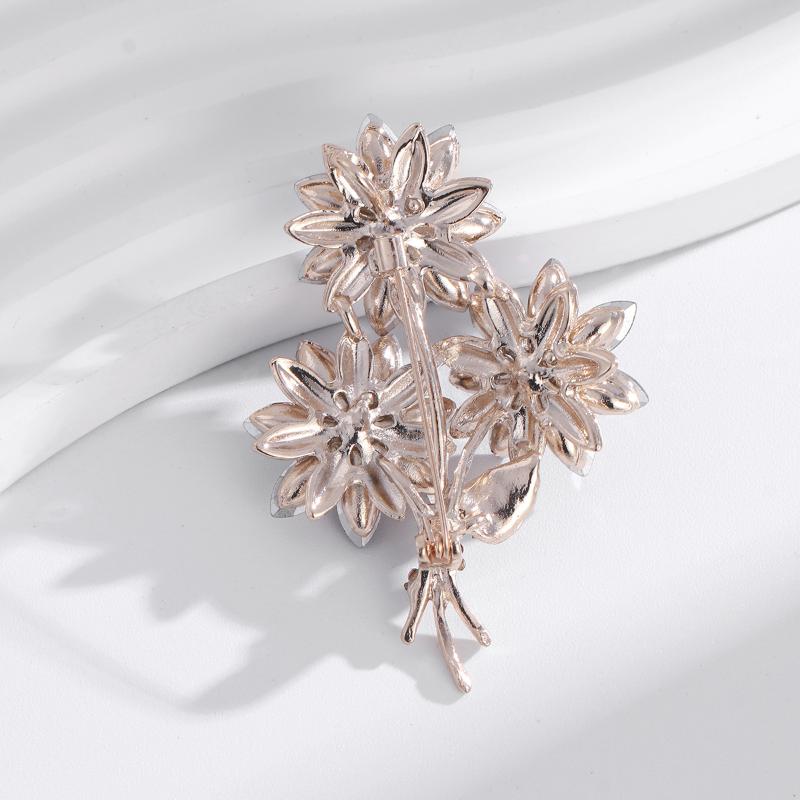 Flower Minimalist Rhinestone Crystal Fashion Brooch For Women Clothing Jewelry Accessries