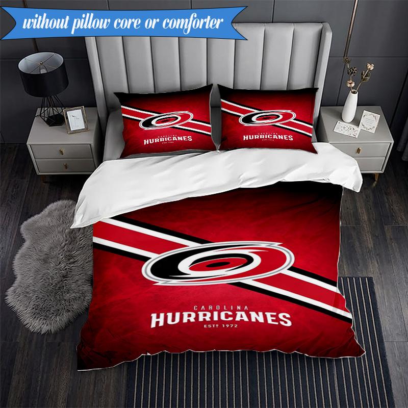 3PCS Hurricanes Team Spirit Bedding Set,Including 1pc Duvet Cover And 2pcs Pillowcases Perfect for Bedroom, Dormitory, Fan Christmas gift