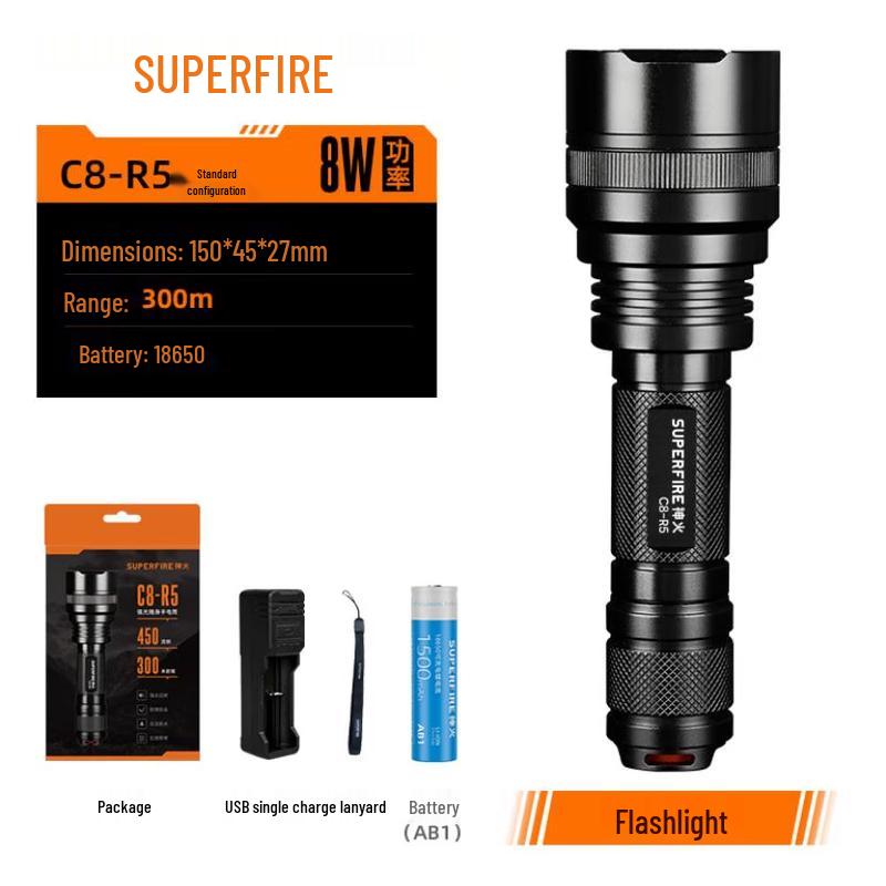 SupFire Светодиодный фонарь C8-T6 с аккумулятором