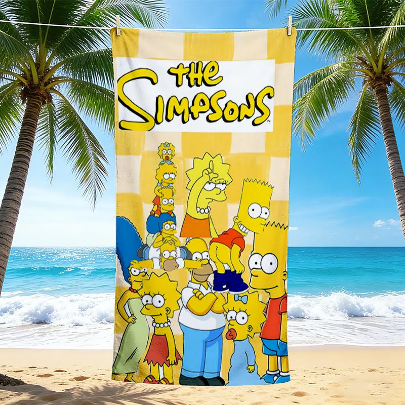 1Pc Simpsons Family Adventure Beach Towel, Quick Dry, Multi-Use for Beach Pool Gym Yoga Home Travel, Christmas, Halloween, Xmas Gift S867