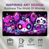 Neon Skull Cat Cartoon Large Mouse Pad Xxl Hot Pink Purple Cartoon Skeleton Kitten Glowing Eyes Cute Spooky Graffiti Art