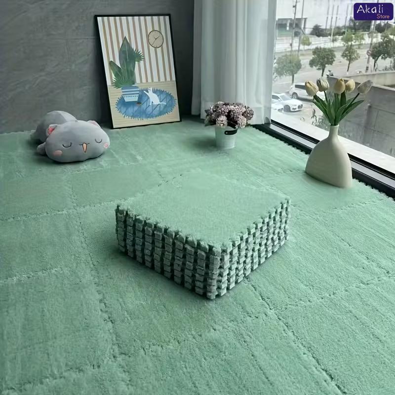 Коврик-пазл из ЭВА-пены с плюшевым покрытием, 30x30 см, мягкие ковровые плитки, игровой коврик, нескользящий ковер-пазл для домашней гостиной