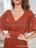 Elegant European-American Mid-Sleeve V-Neck Chiffon Evening Dress