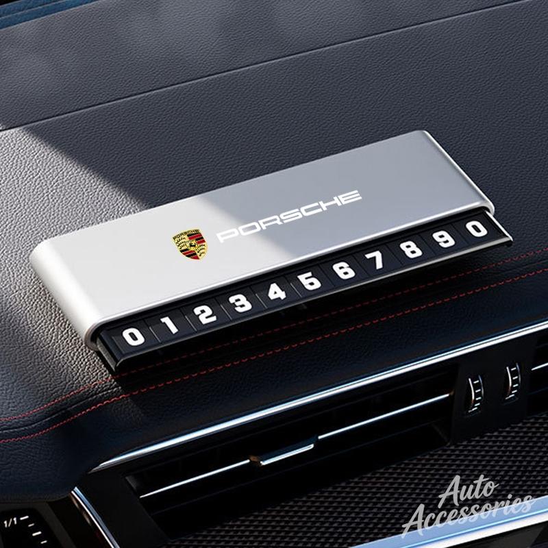 snprg4 Car Temporary Parking Number Plate Aluminium Alloy Slide Adjustable Sticker For Porsche Boxster Cayman Taycan 911 Macan Panamera