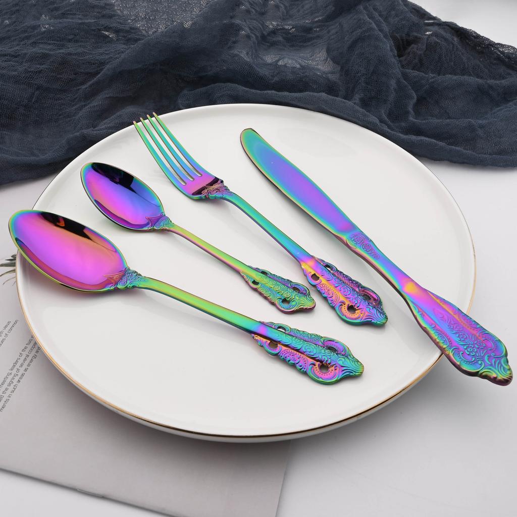 Набор из 6 блестящих золотых чайных ложек из нержавеющей стали 304, роскошные десертные ложки, набор столовых приборов, набор столовых приборов в западном стиле