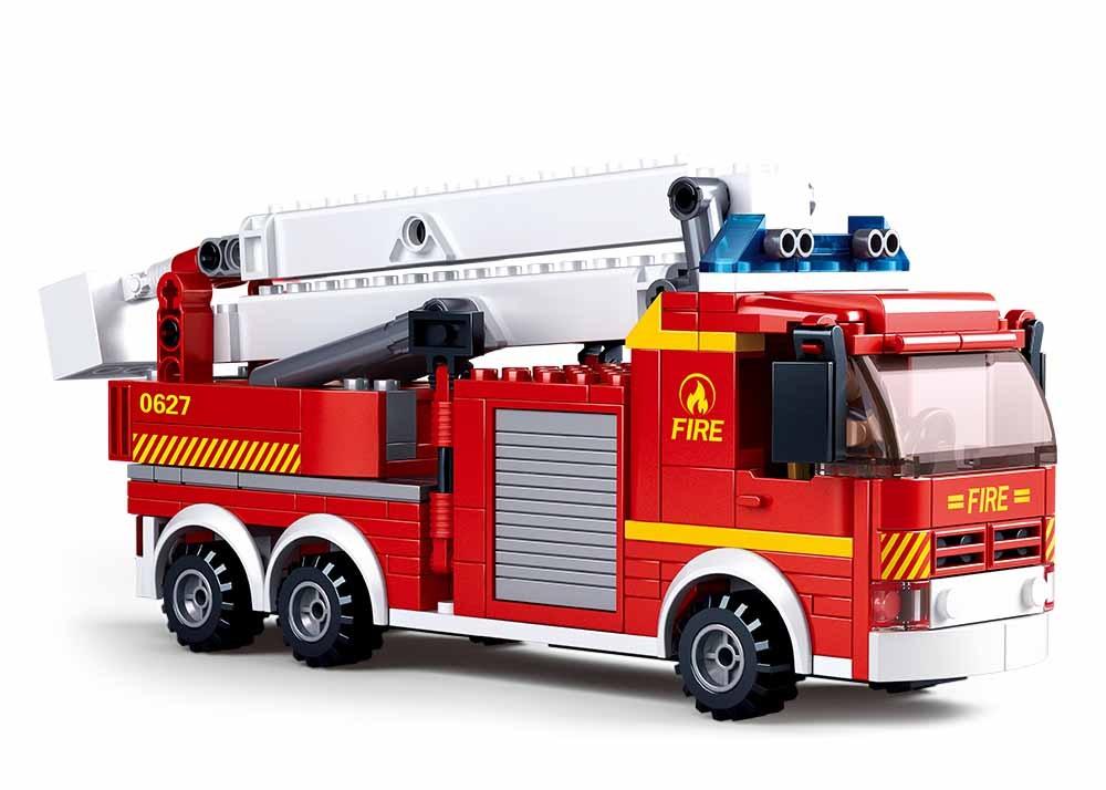 Klocki Sluban Fire Wóz Strażacki I Płonący Helikopter 394 - B0627
