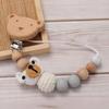 Wood Pacifier Holder Clips Bear Baby Teether Toys Straps Cute Baby Pacifier Chain  Baby