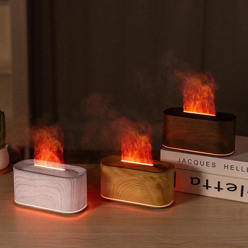 New Essential Oil Aromatherapy Diffuser Desktop Fine Water Mist Flame Humidifier 220ml USB Home Colorful Flame Aroma Diffuser