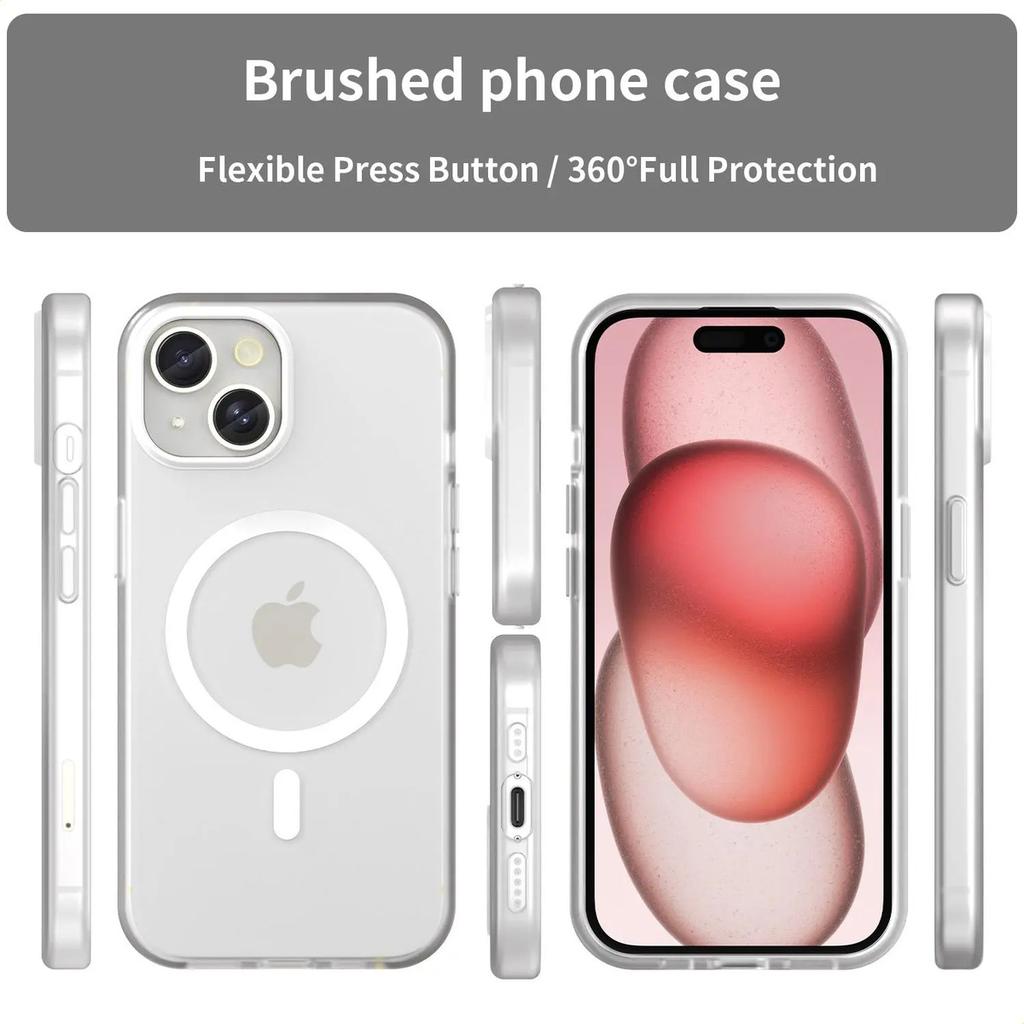 Магнитный чехол для телефона для iPhone 15 Матовый магнитный защитный чехол