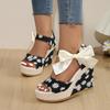 Spot Spring and Summer New Flower Fish Mouth Wedge Sandals Foreign Trade Large Size Strap Platform High Heel Fashion Sandals