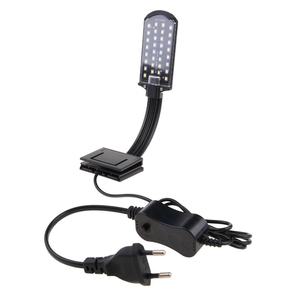 Aquarium Light LED Clip Light for Fish for Tank with Separate Power Switch 5W High Brightness White & Blue Lighting