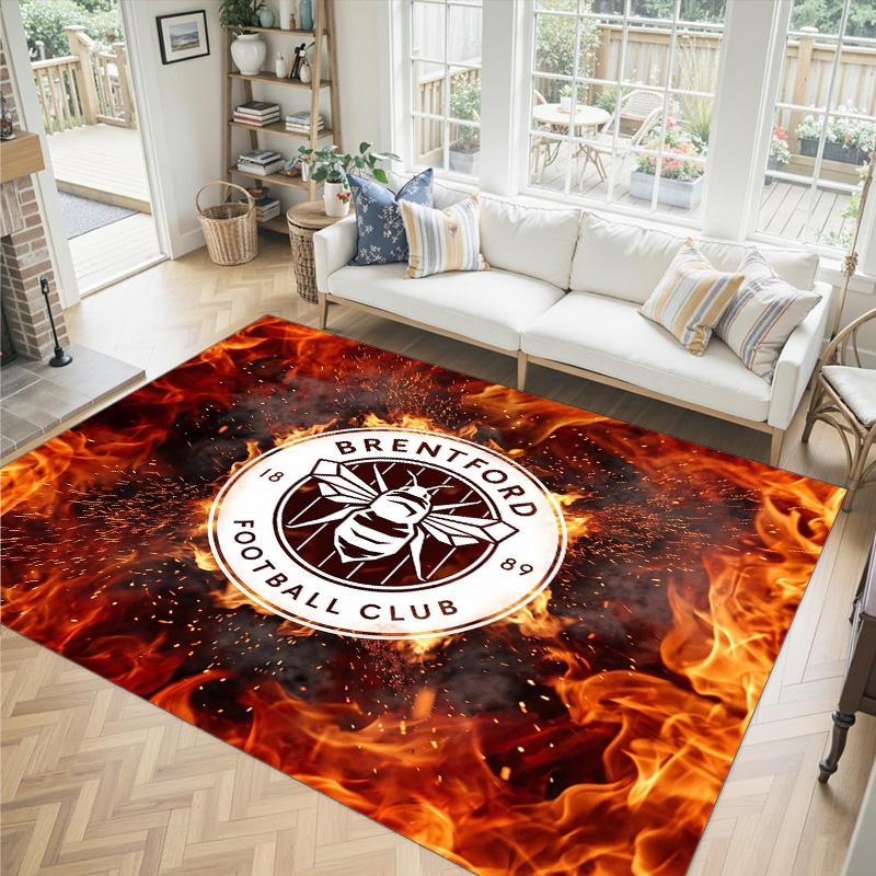 Brentford Football Design Crystal Velvet Carpet Cozy Non?Slip Printed Rug For Bedroom Living Room Entrance