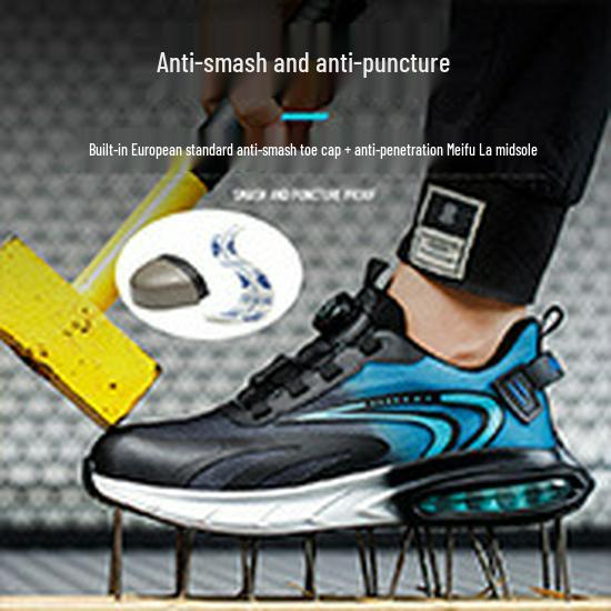 Men's Breathable Steel Toe Work Shoes - Lightweight, Odor-Resistant, Anti-Smash, Anti-Puncture, Wear-Resistant Fly-Knit Design.