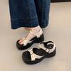Enhanced Platform 2025 Summer New Soft Leather Heightened Sandals Women's Platform Muffin Wedge Heel Fashion Versatile Shoes