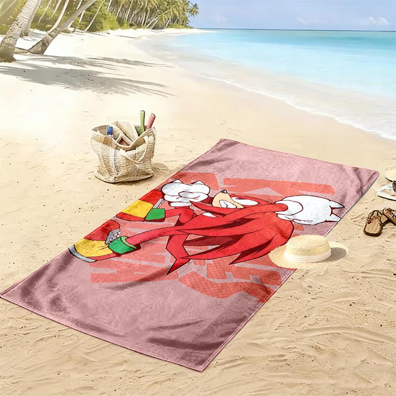 Knuckles Power Style Print Beach Towel, Large Soft Quick Dry Towel for Beach Camping Swimming